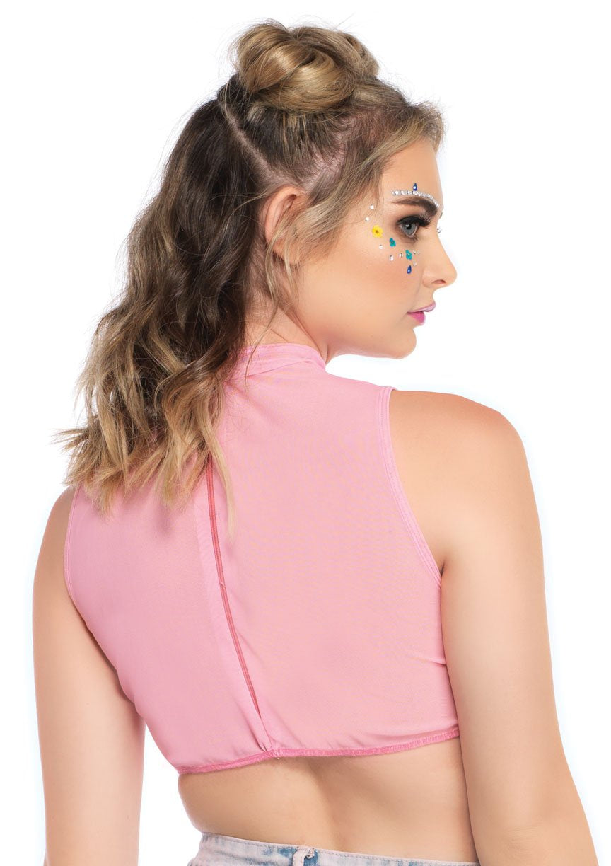 Rainbow High Neck Crop Top-T-Shirts-PANTIESANDPUMPS.COM