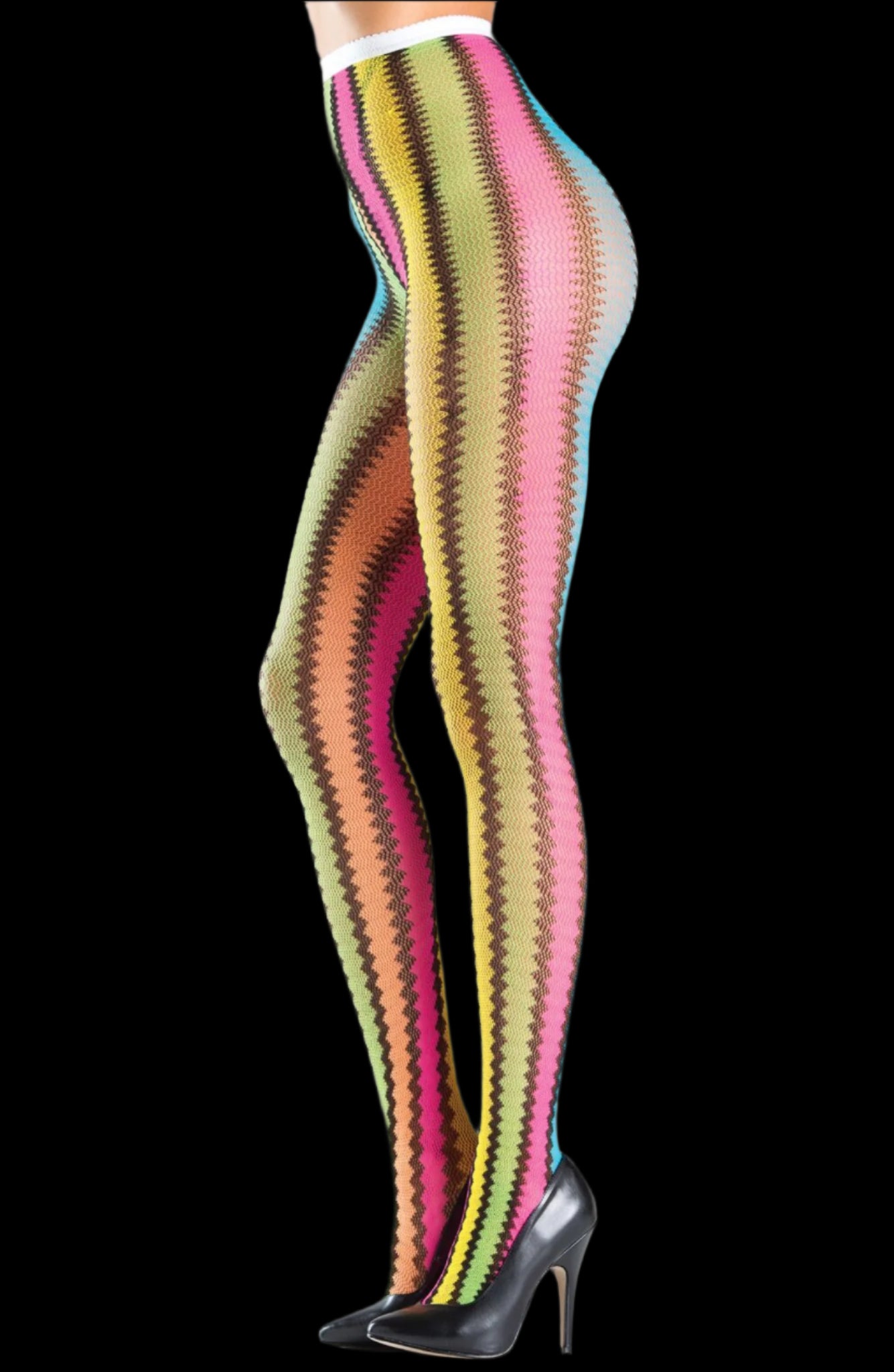 Rainbow Zig Zag Pantyhose-Legwear & Socks-PANTIESANDPUMPS.COM