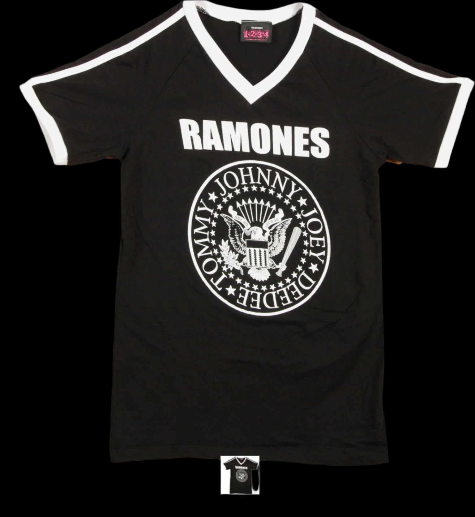 Ramones Logo Seal Women’s Soccer T-Shirt-T-Shirts-PANTIESANDPUMPS.COM