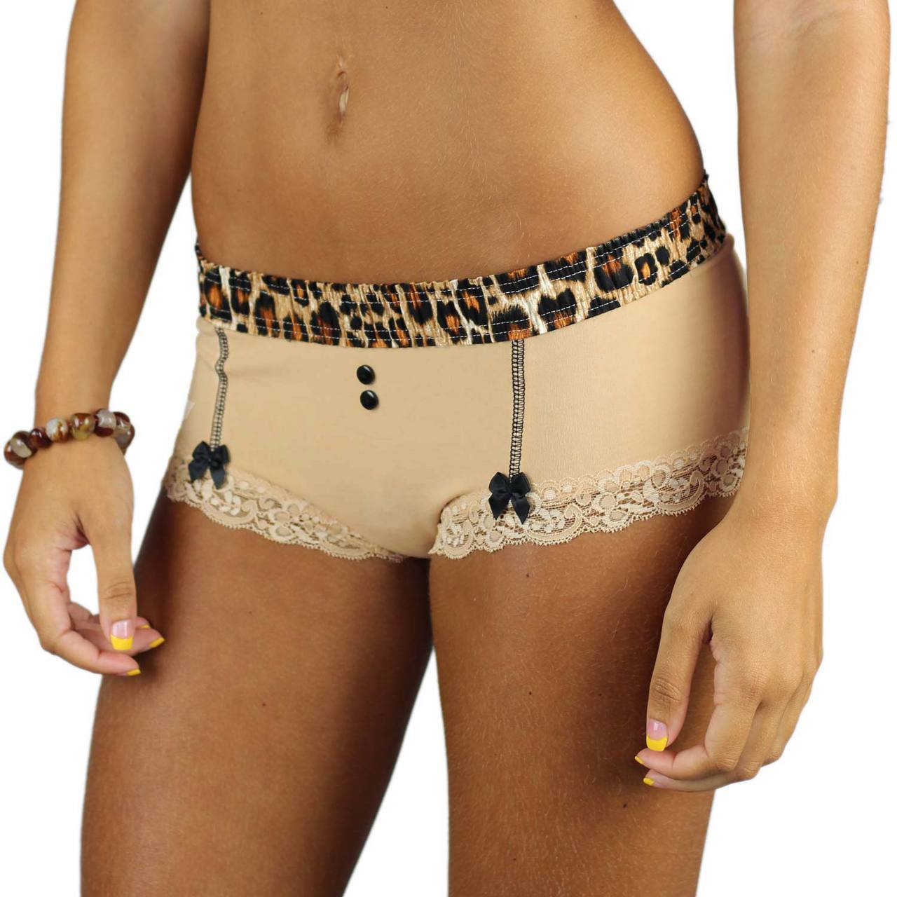 Sand Boyshorts Leopard Waistband-Lingerie-PANTIESANDPUMPS.COM