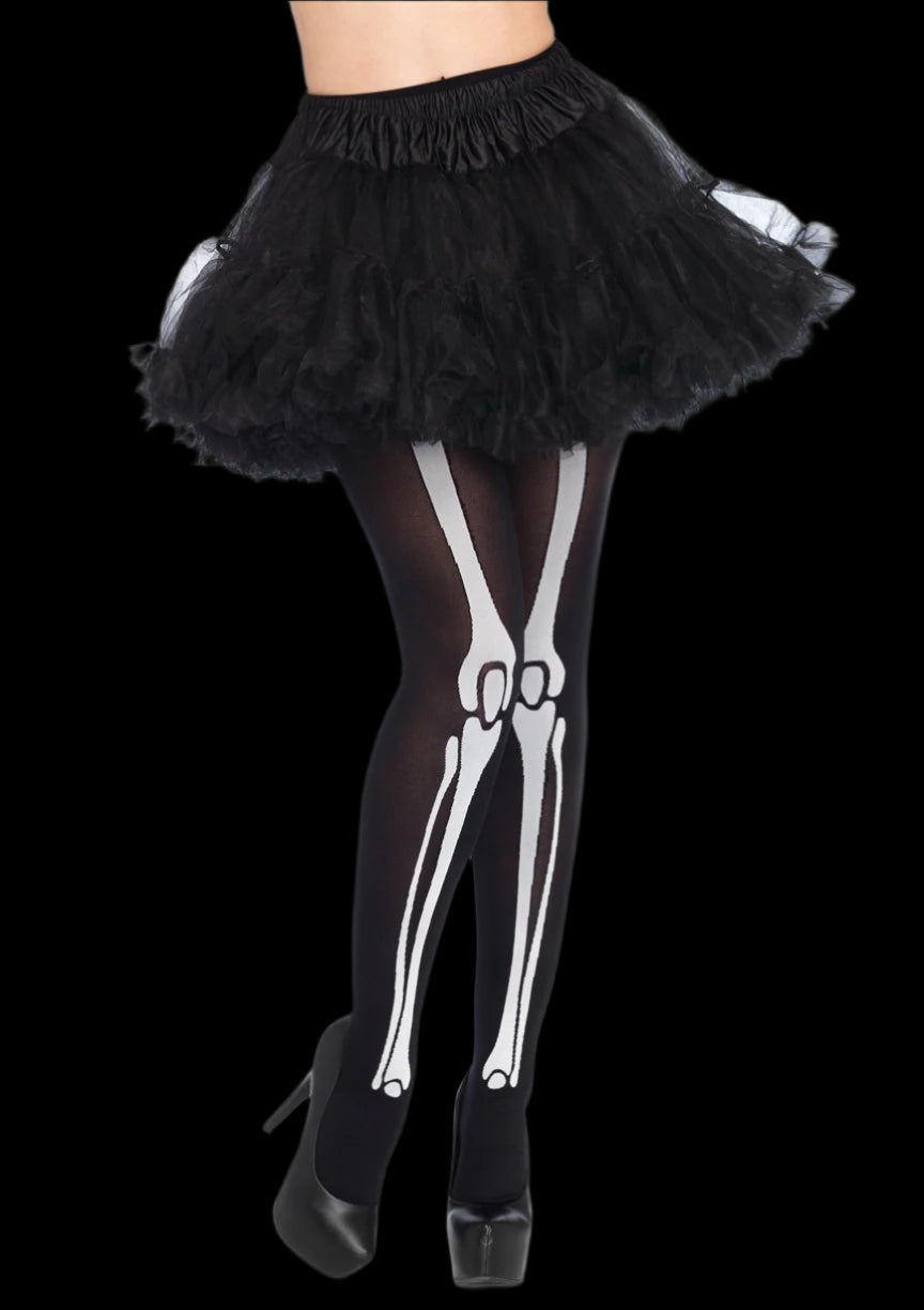 Skeleton Bone Print Tights-Legwear & Socks-PANTIESANDPUMPS.COM