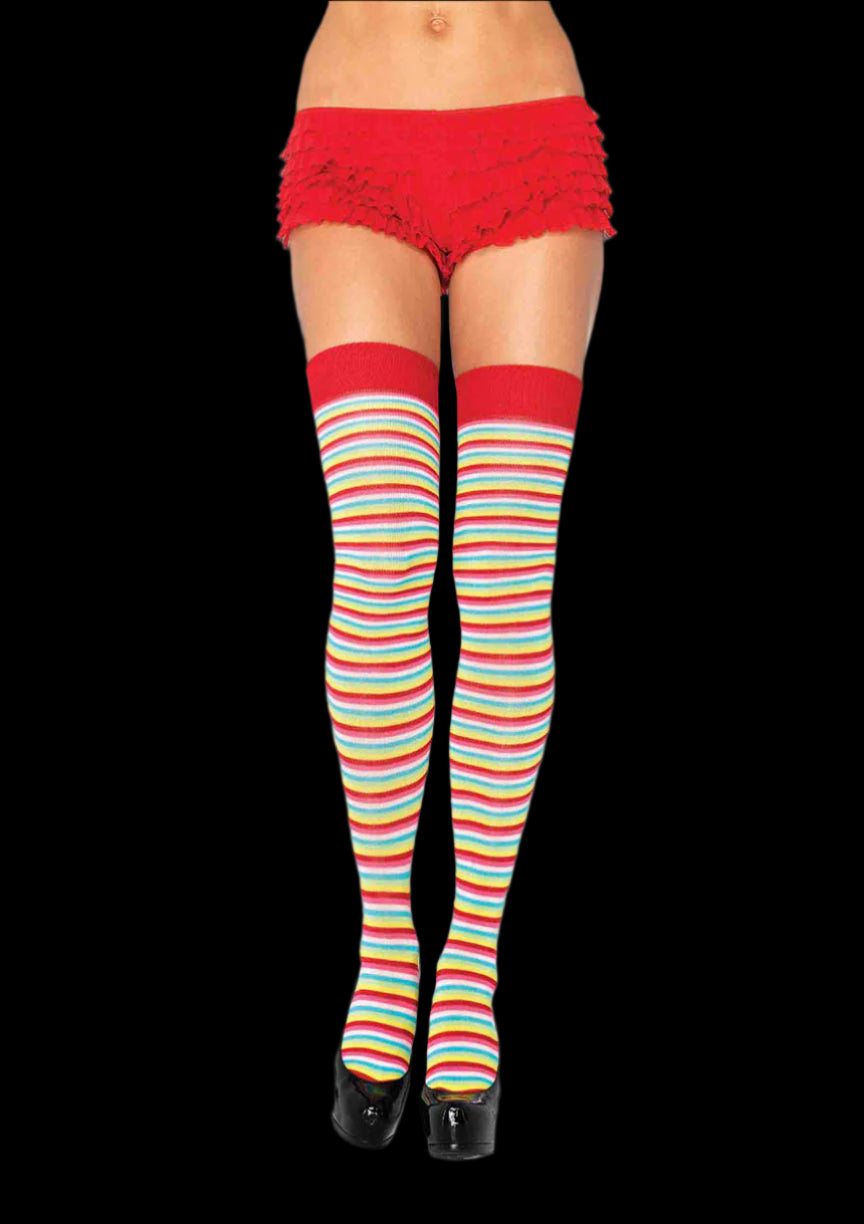 Thigh High Mini Rainbow Hosiery-Legwear & Socks-PANTIESANDPUMPS.COM