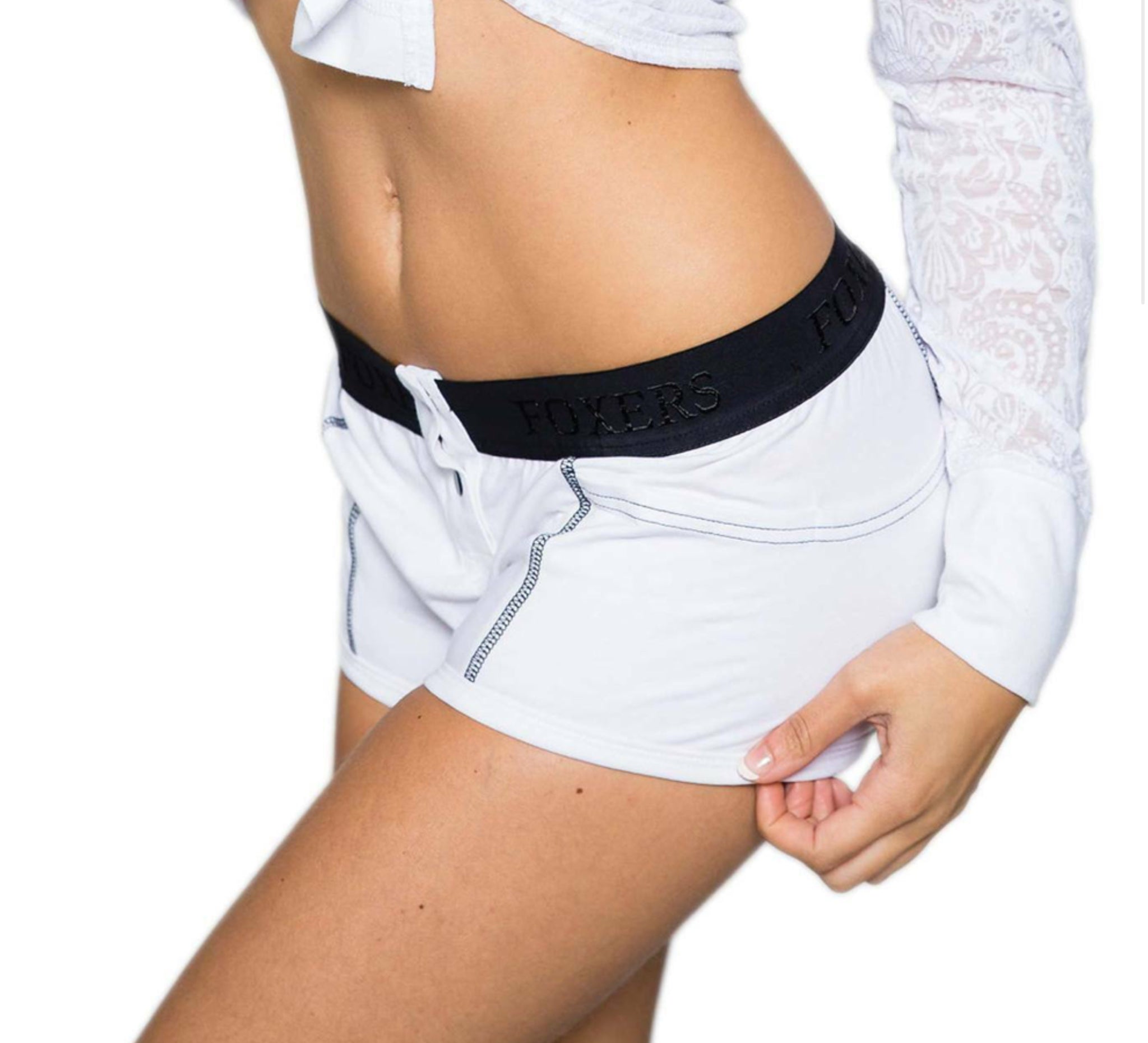 White Tomboy Tuxedo Boxer Briefs-Lingerie-PANTIESANDPUMPS.COM