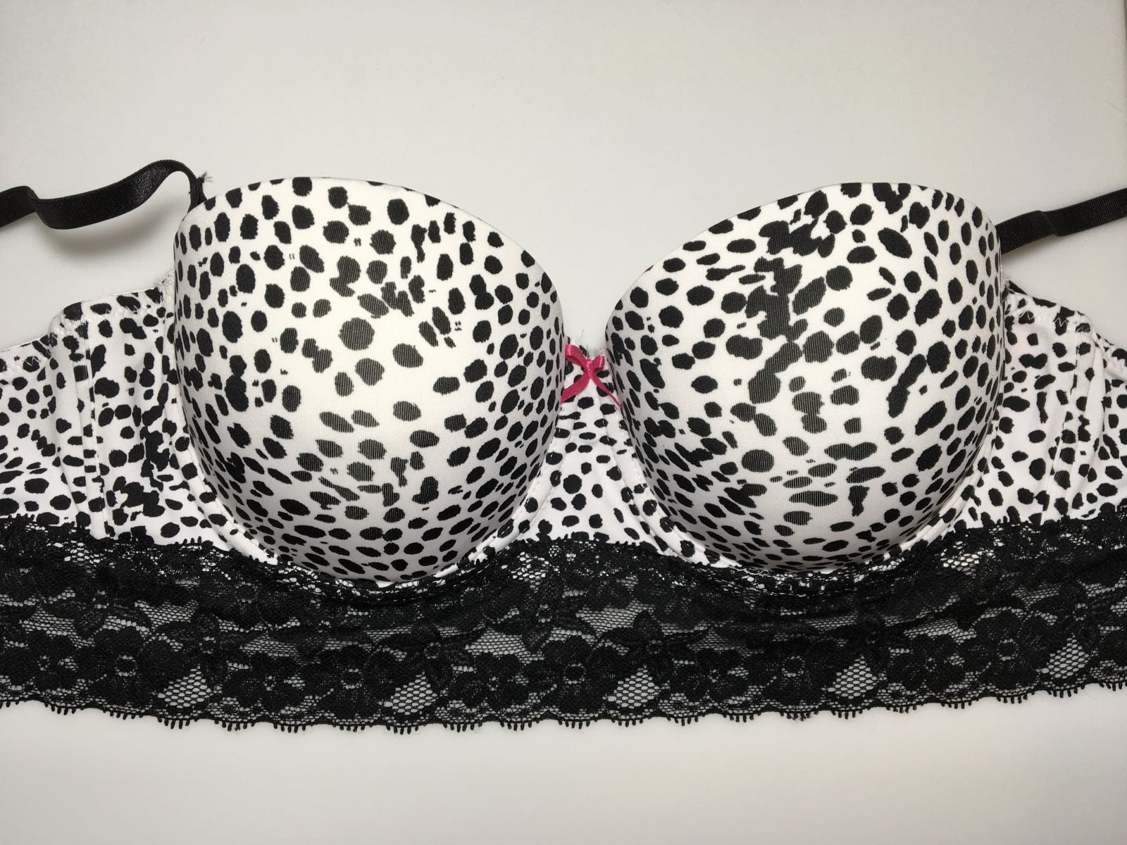 White/Blk Print Longline Bra-Lingerie-PANTIESANDPUMPS.COM