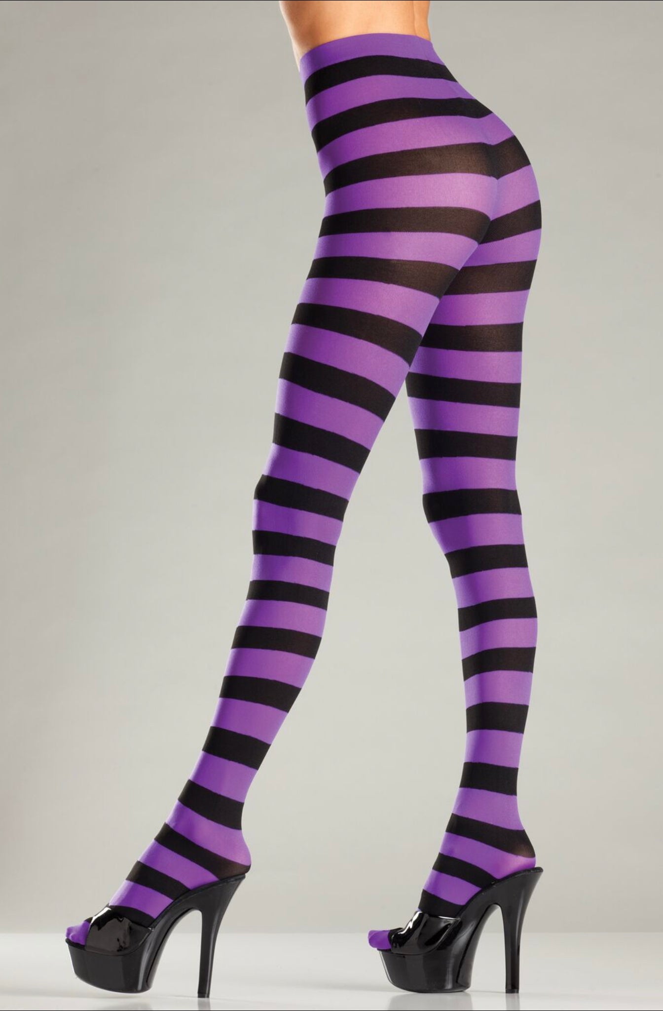 Wide Striped Opaque Pantyhose-Legwear & Socks-PANTIESANDPUMPS.COM