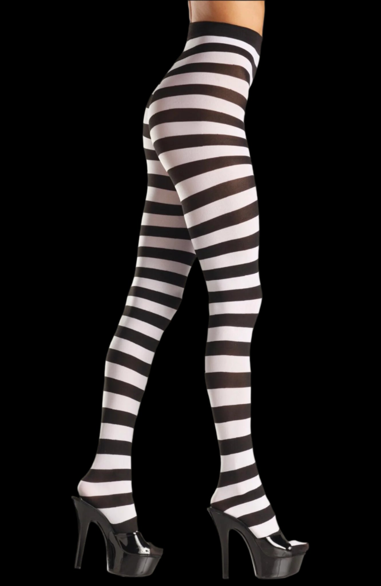 Wide Striped Opaque Pantyhose-Legwear & Socks-PANTIESANDPUMPS.COM