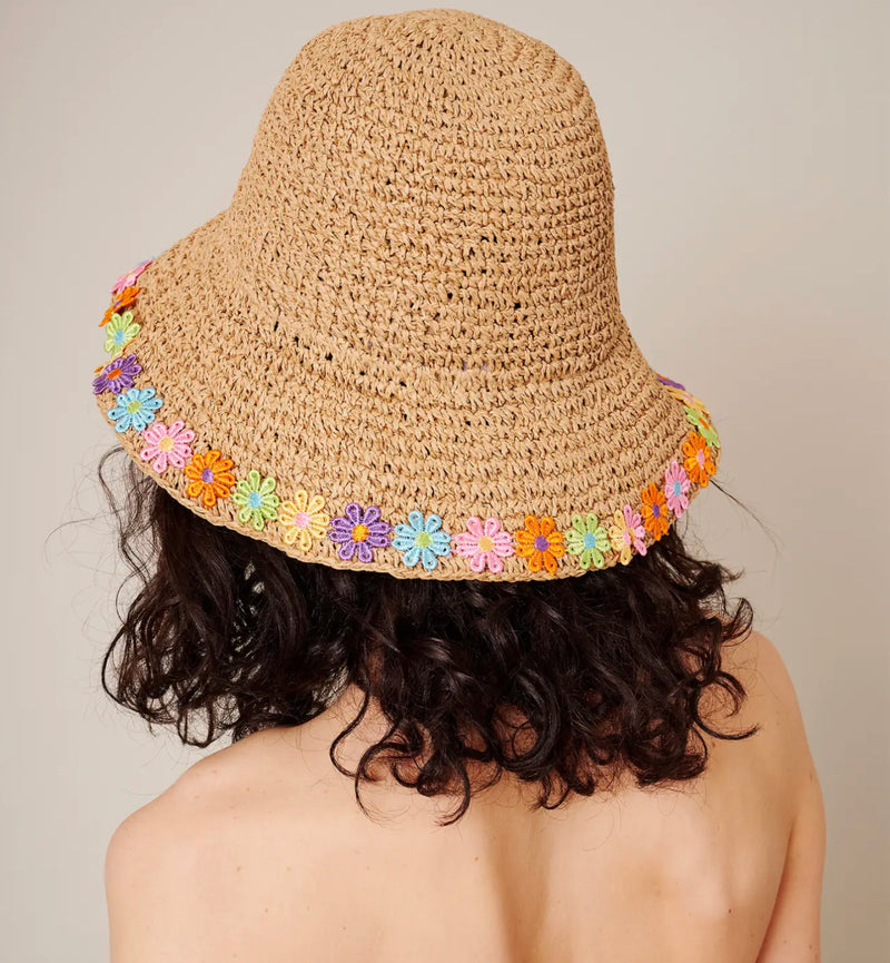 Floral Straw Bucket Hat