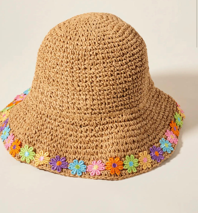 Floral Straw Bucket Hat
