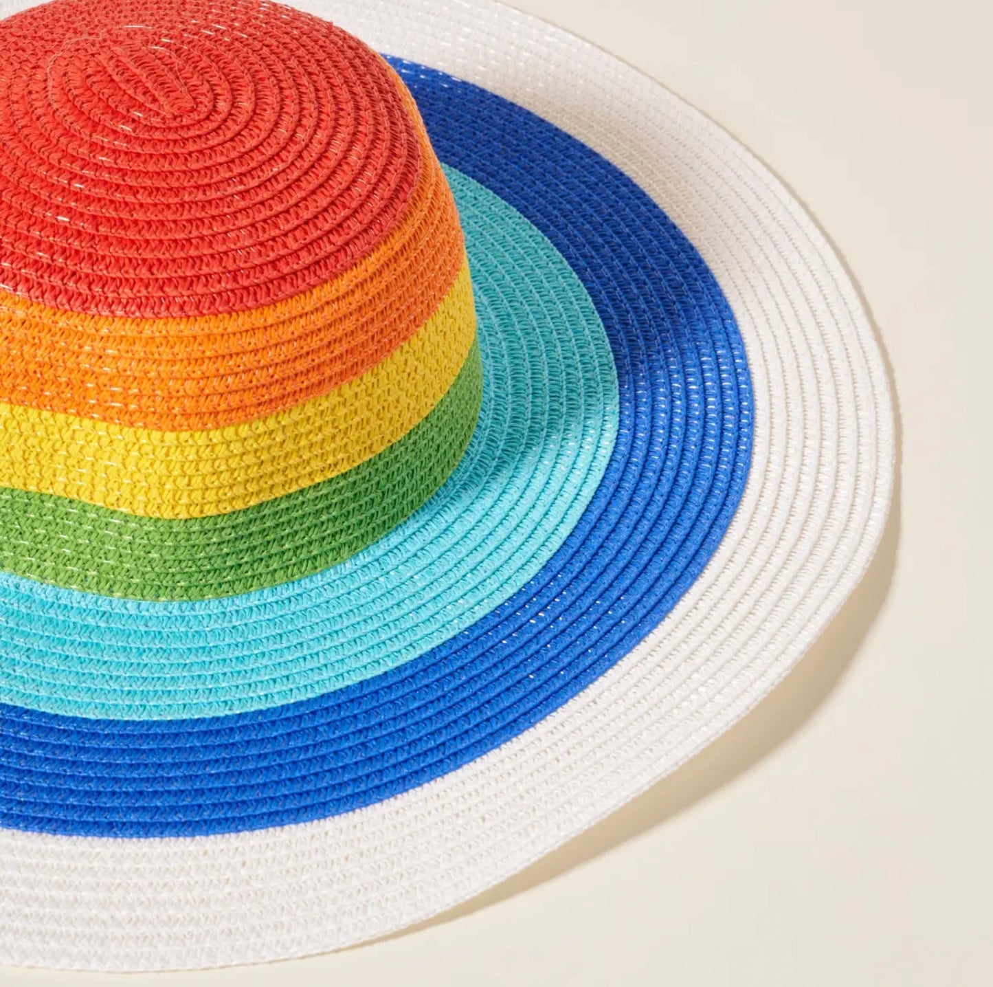 Stripe Straw Floppy Sun Hat