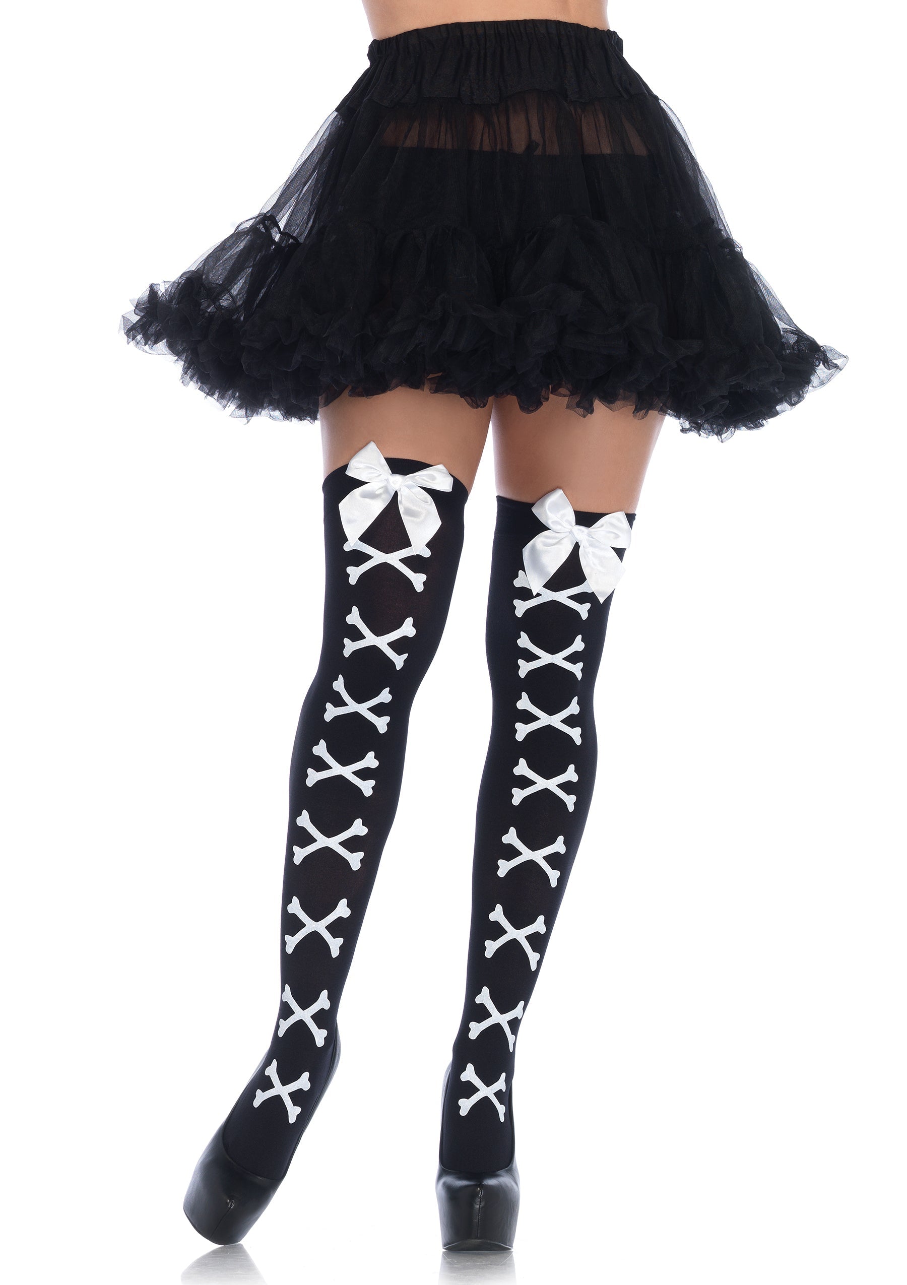 Crossbone Print Thigh Highs