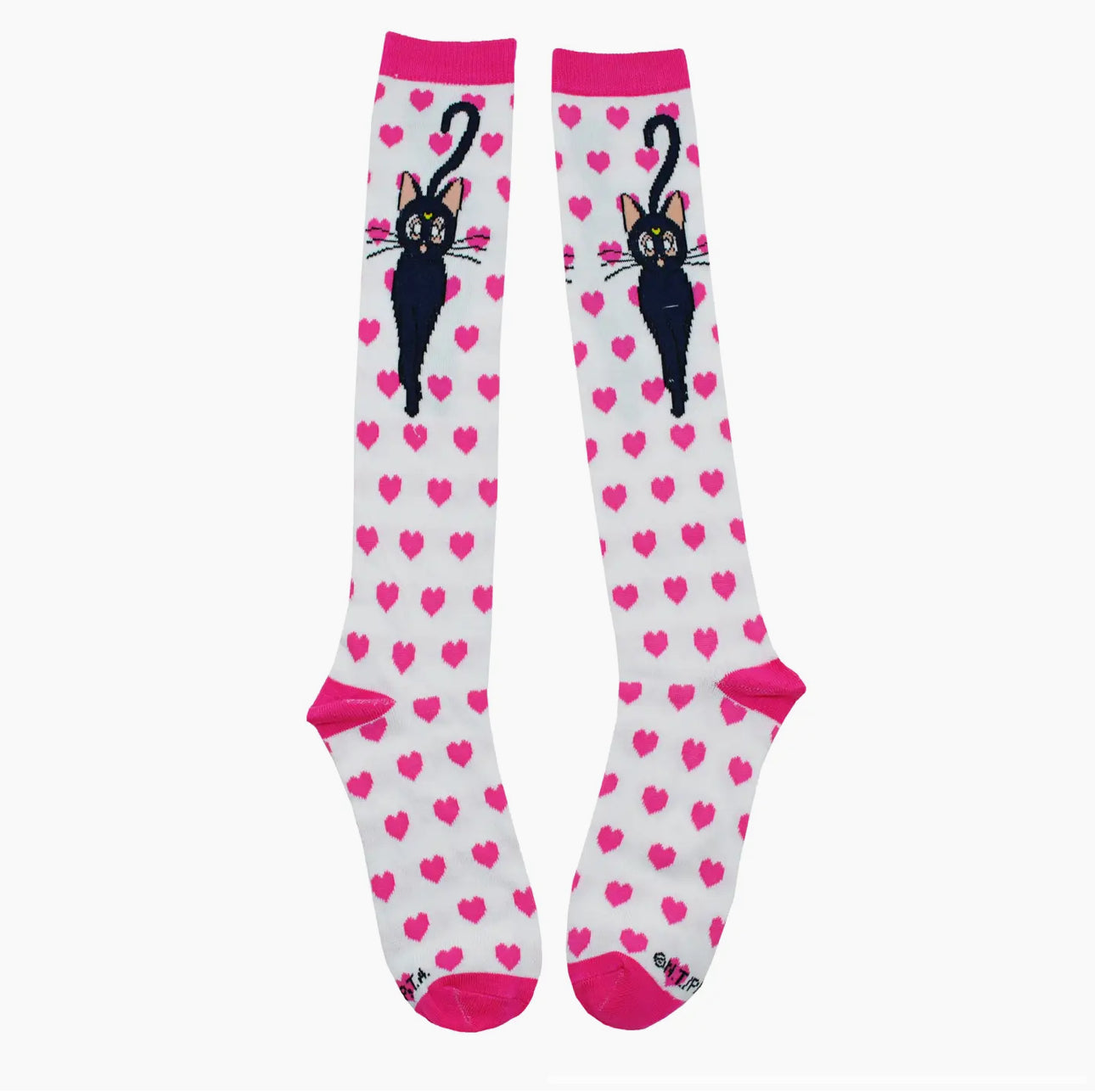 Fancy Feline Heart Knee High Socks-Hosiery-PANTIESANDPUMPS.COM