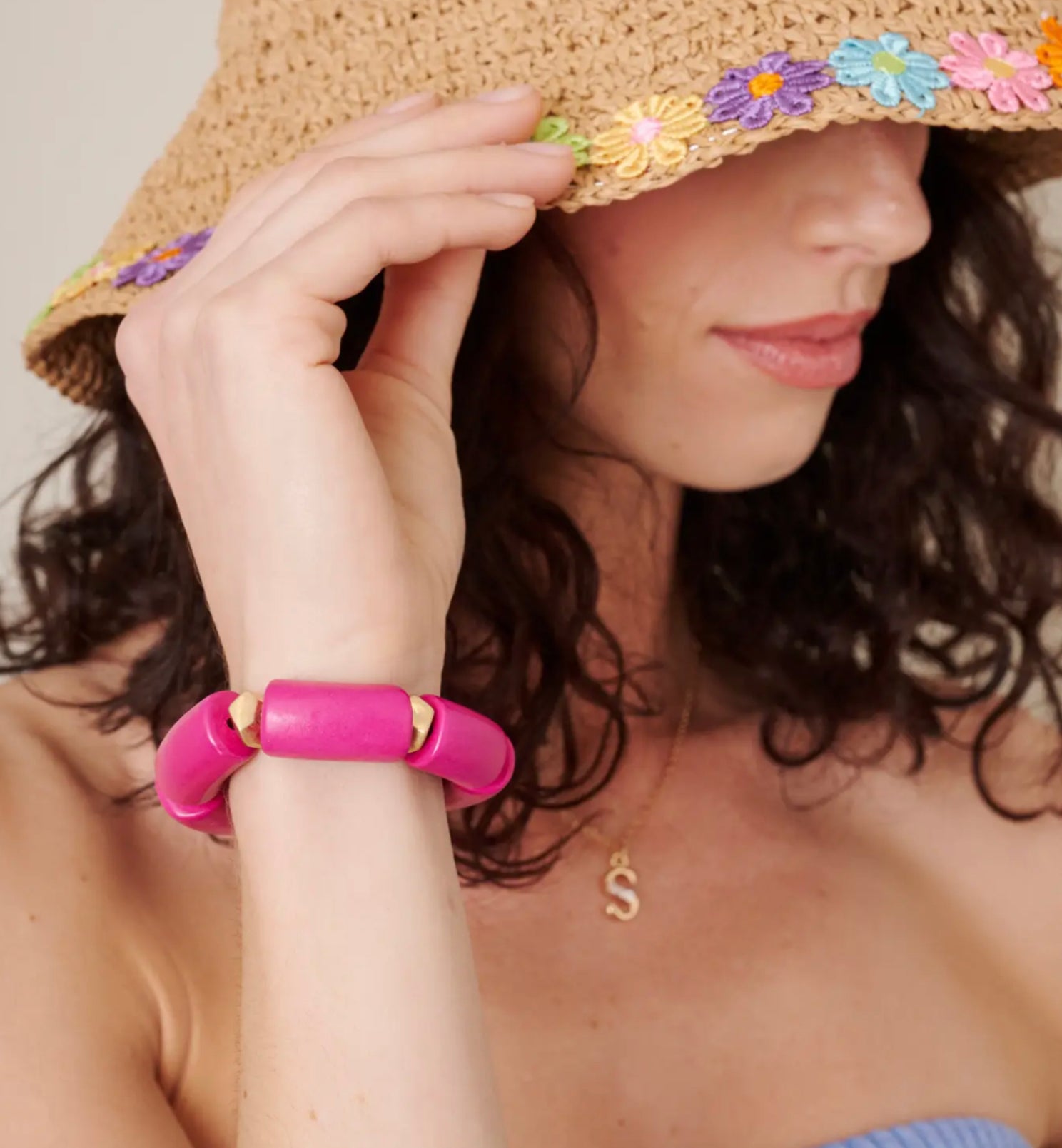 Floral Straw Bucket Hat-Hats-PANTIESANDPUMPS.COM