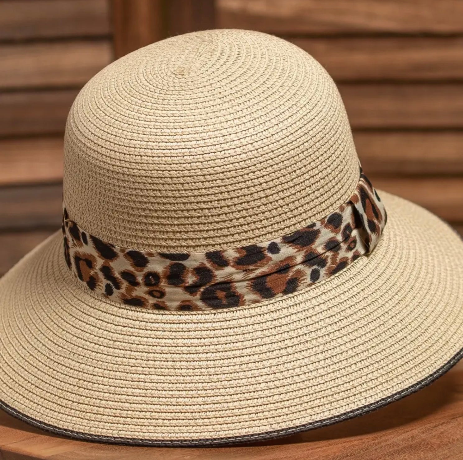 Leopard Strap Straw Bowler Hat-Hats-PANTIESANDPUMPS.COM