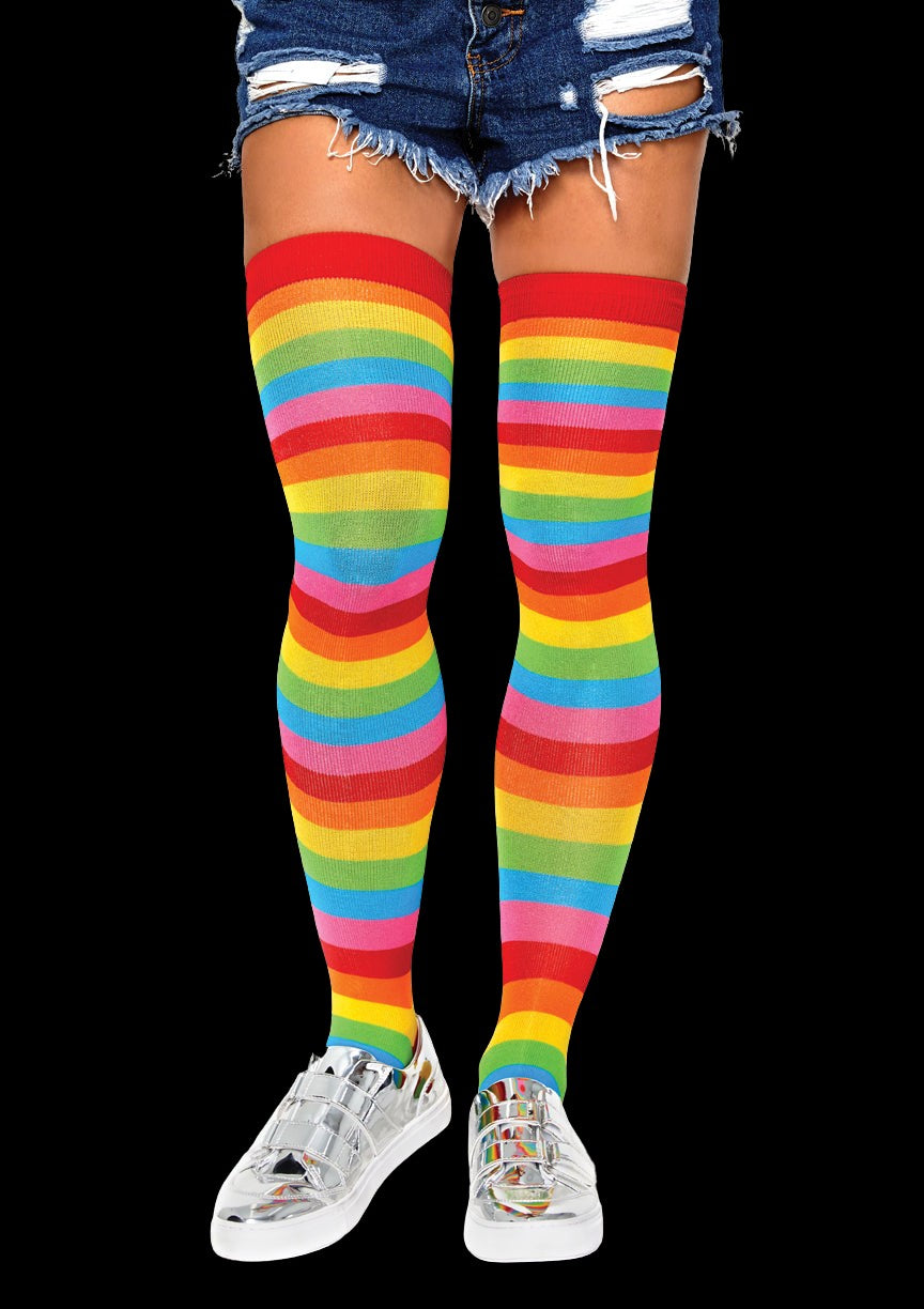 Thigh High Big Rainbow Socks-Legwear & Socks-PANTIESANDPUMPS.COM