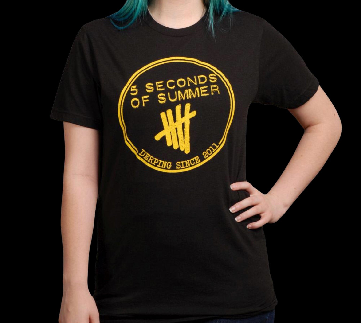 5 Seconds Of Summer Derping Stamp Men’s Fit T-Shirt-T-Shirts-PANTIESANDPUMPS.COM