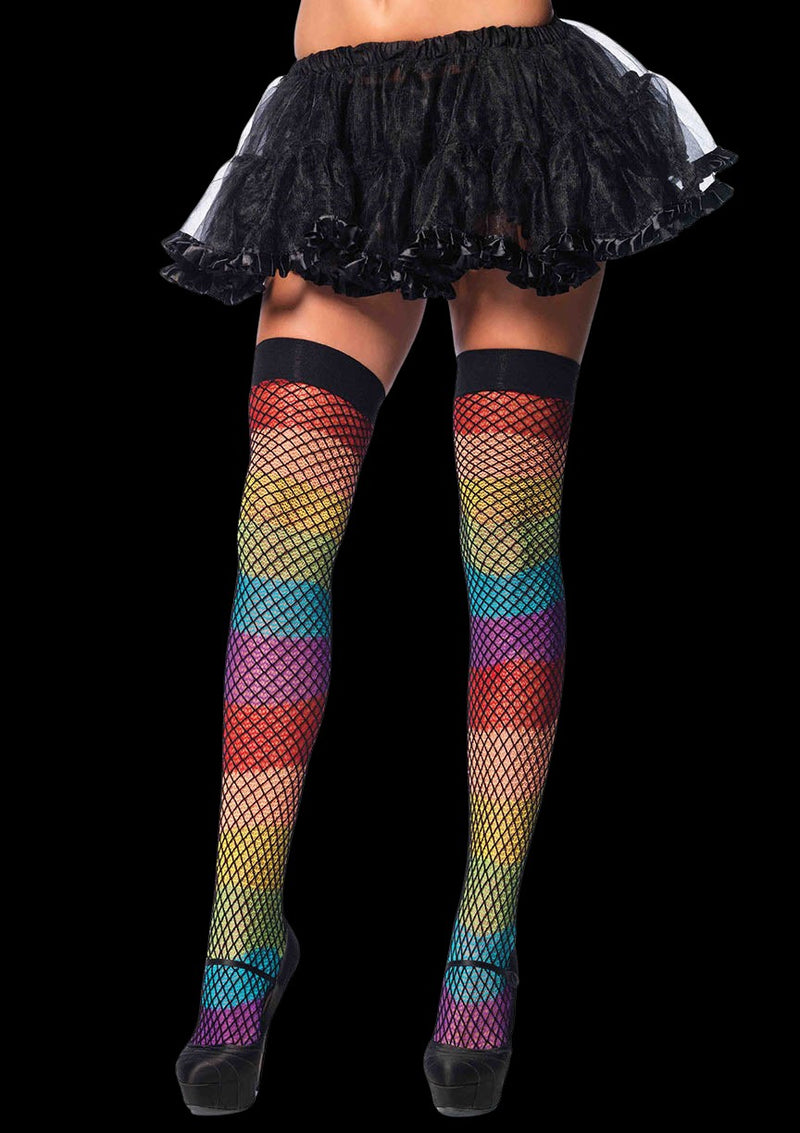 Thigh High Rainbow Fishnet Overlay