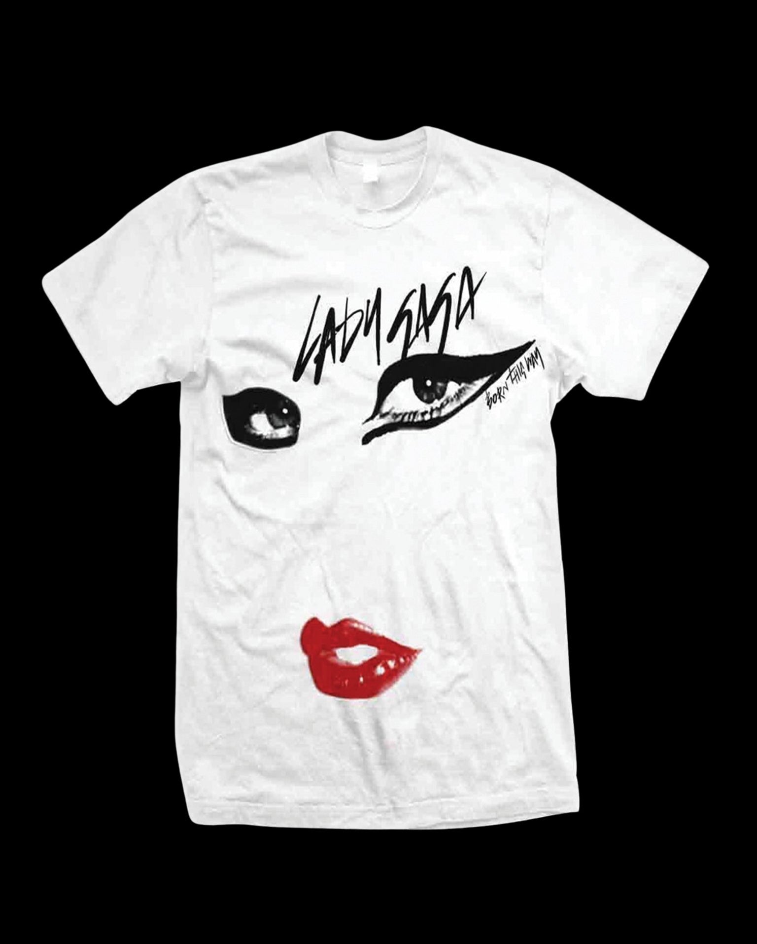 Lady Gaga Eyes and Lips Men’s Fit T-Shirt-T-Shirts-PANTIESANDPUMPS.COM