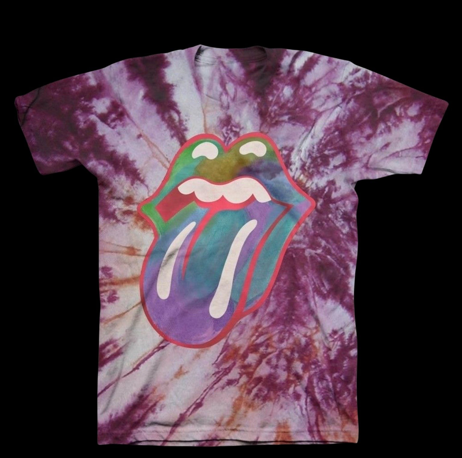 Rolling Stones Multi Colored Tongue Tie Dye T-Shirt-T-Shirts-PANTIESANDPUMPS.COM