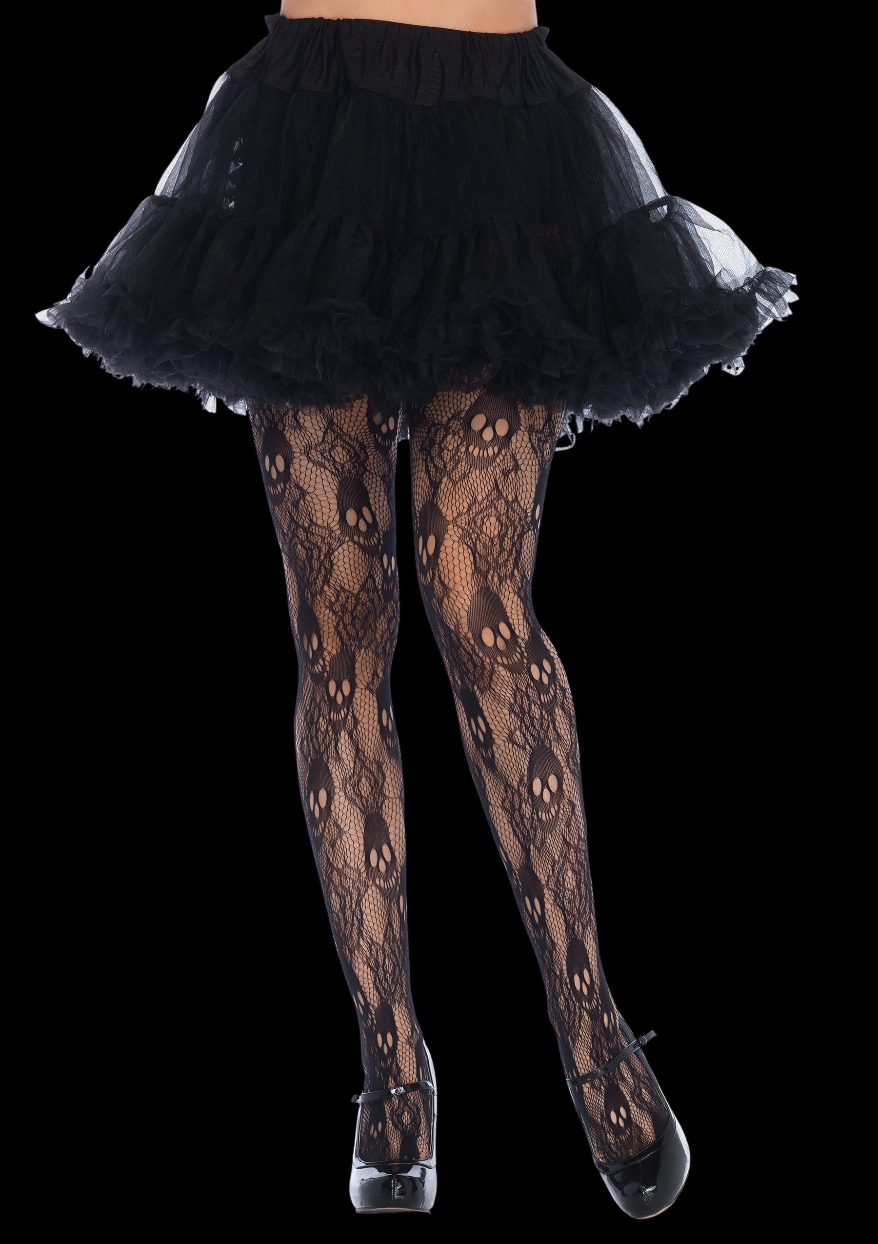 Rose Skull Lace Tights-Legwear & Socks-PANTIESANDPUMPS.COM