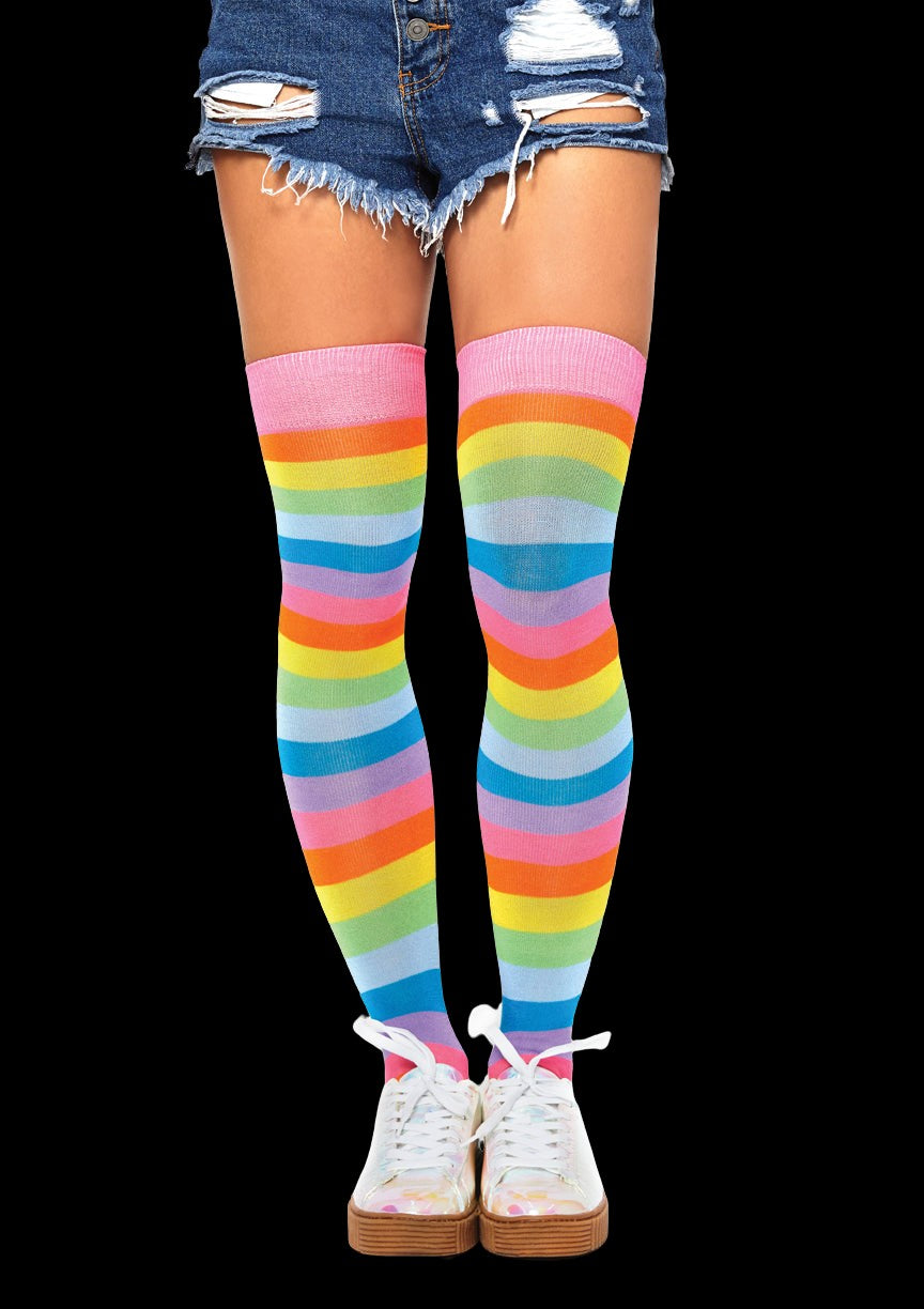 THIGH HIGH NEON RAINBOW SOCKS