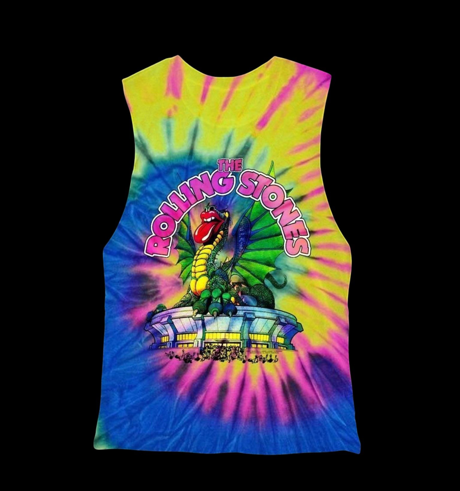 Rolling Stones Tie Dye Dragon Tank Top-T-Shirts-PANTIESANDPUMPS.COM