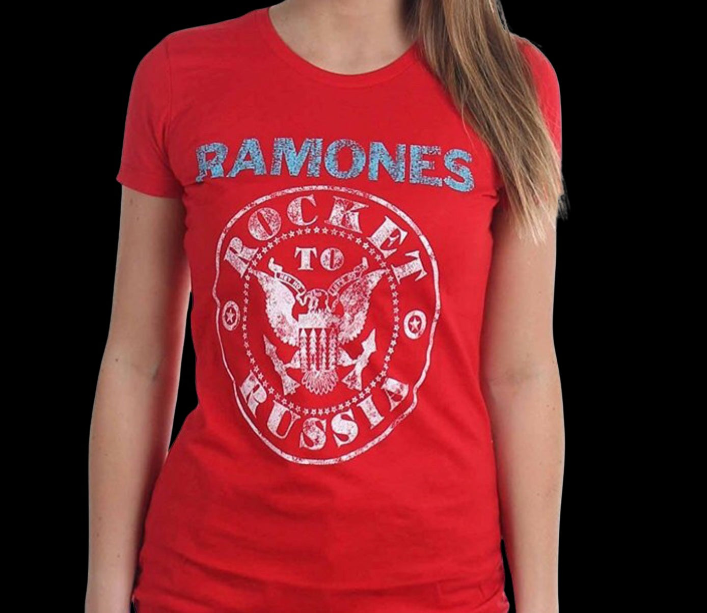 Ramones Rocket to Russia Women’s Foil T-Shirt-T-Shirts-PANTIESANDPUMPS.COM