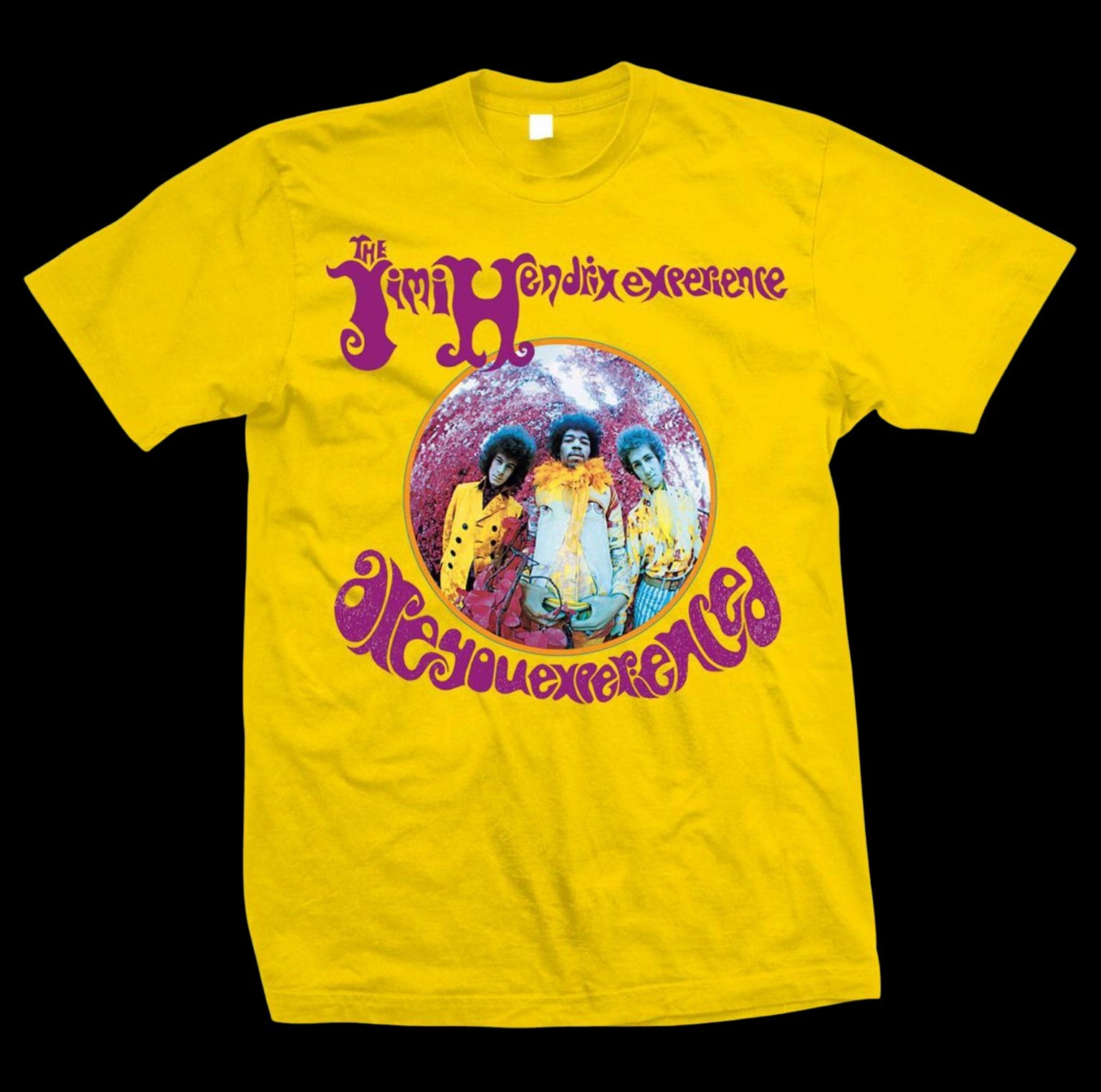 Jimi Hendrix Experience Yellow Men’s Fit T-Shirt-T-Shirts-PANTIESANDPUMPS.COM