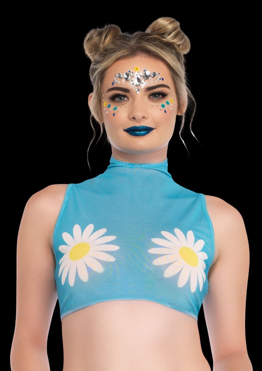 Daisy High Neck Crop Top-T-Shirts-PANTIESANDPUMPS.COM