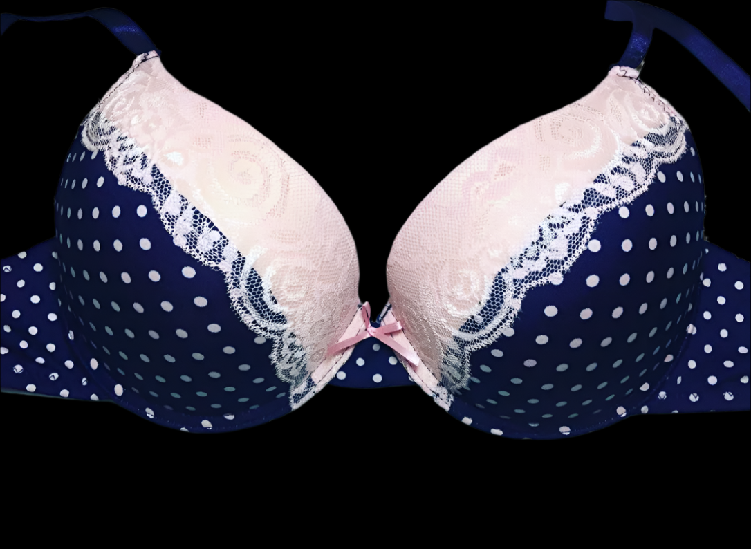 Polka Dot Lace Trim Bra