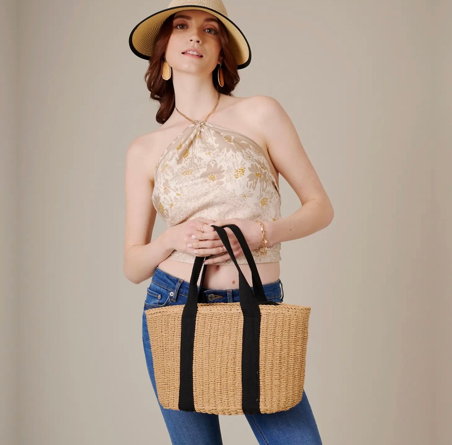 Straw Basket Bag-Bags-PANTIESANDPUMPS.COM