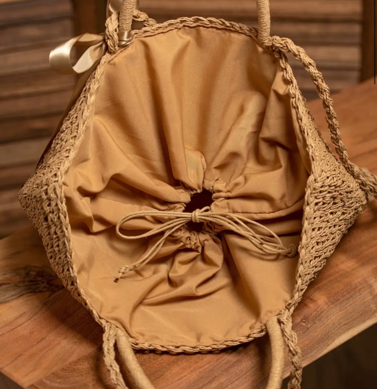 Straw Ribbon Tote Bag-Bags-PANTIESANDPUMPS.COM