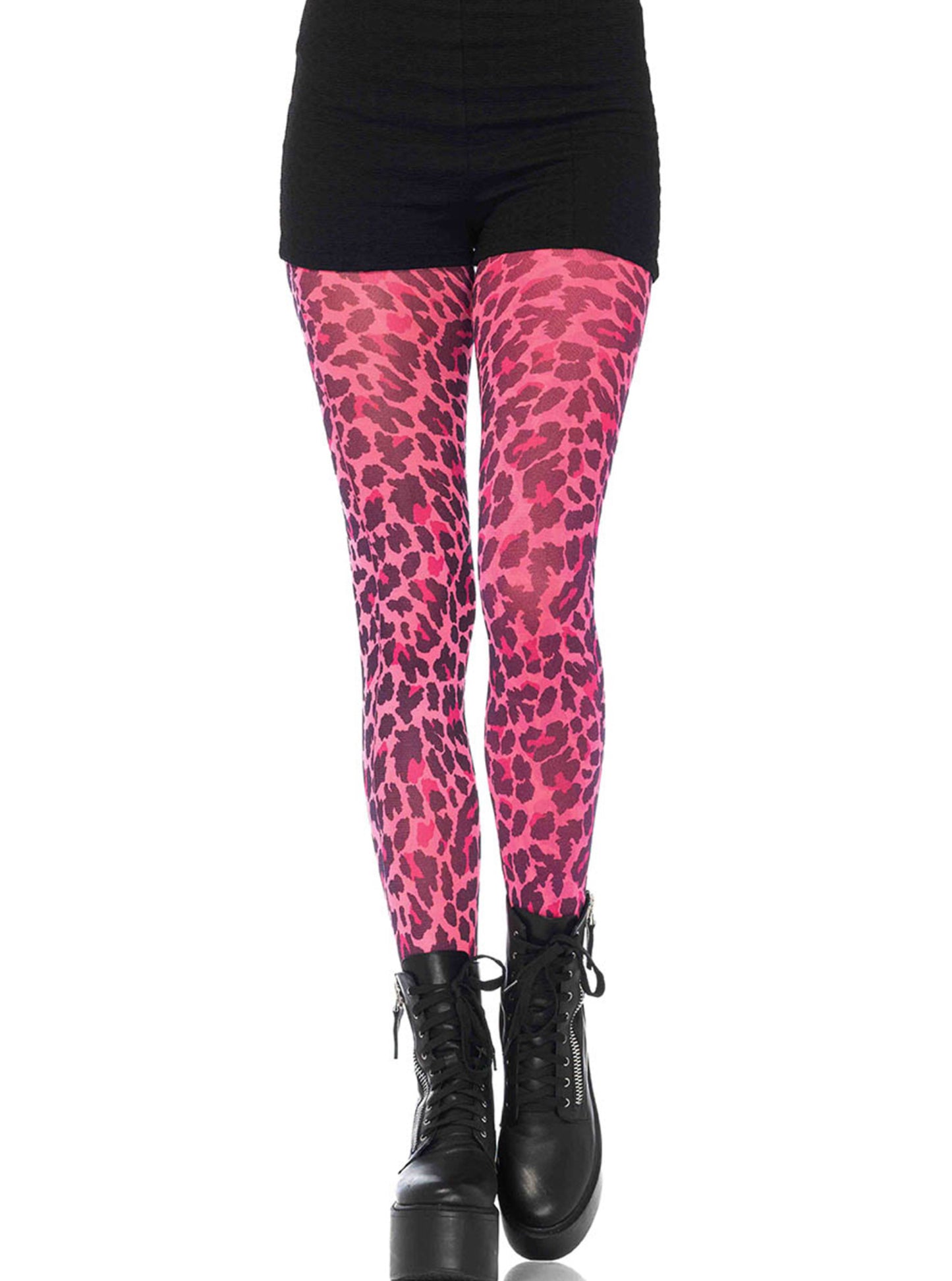 Neon Leopard Print Opaque Tights