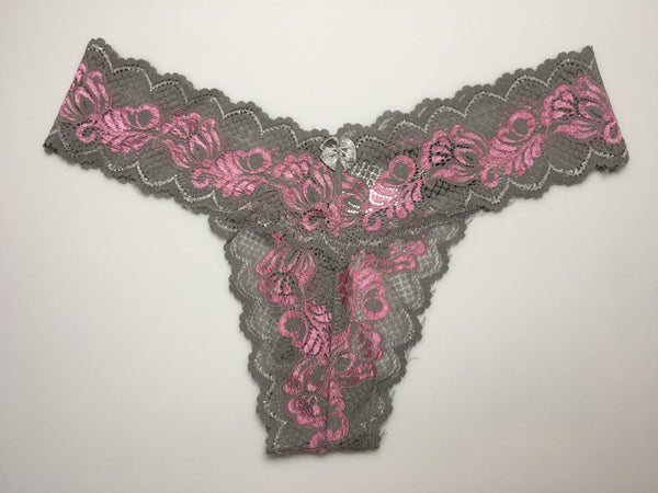 Women’s Fuchsia/Grey Lace Panties