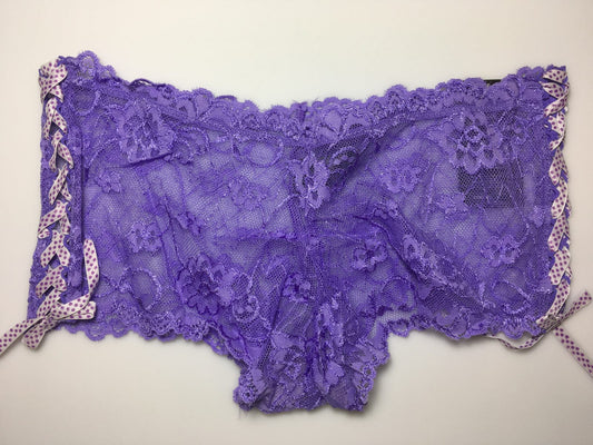 PURPLE/WHITE RIBBON LACE PANTIES