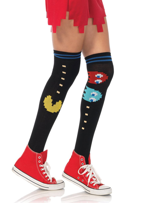 PAC MAN AND GHOST OVER THE KNEE SOCKS