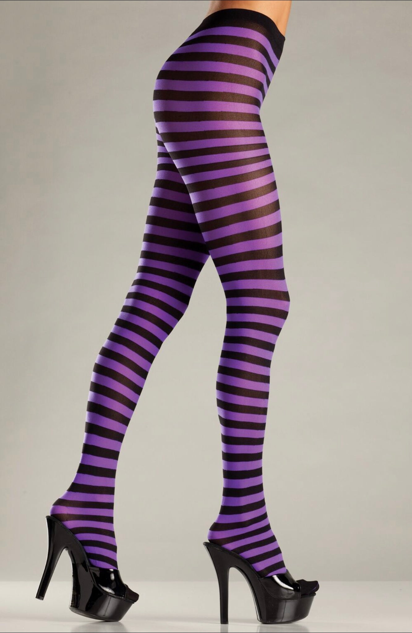 PURPLE/BLK STRIPED PANTYHOSE