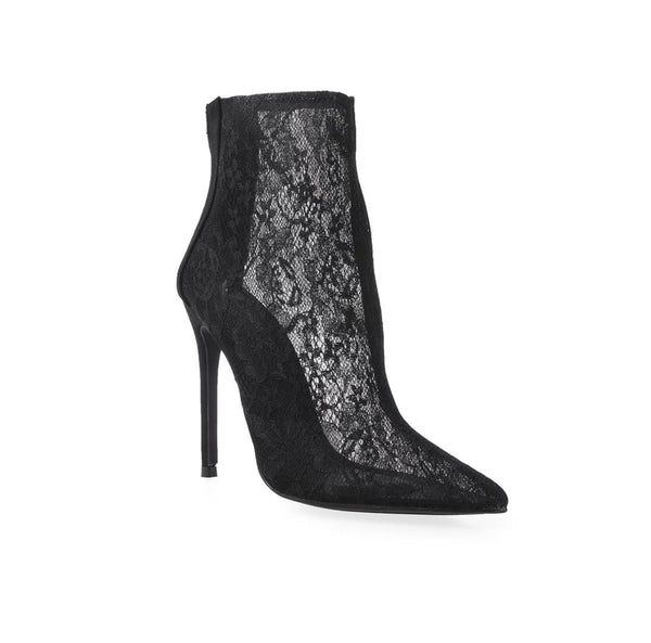 Black Lace Textile Heels