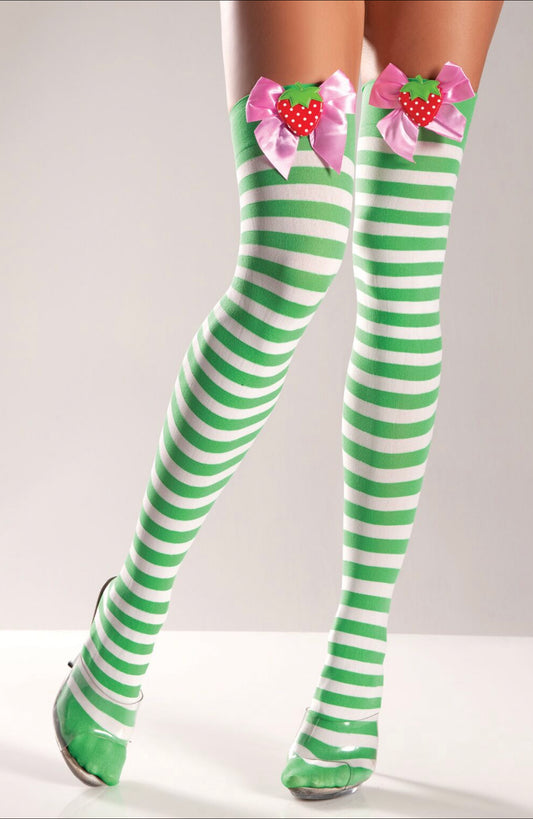 Strawberry Shortcake Green/White Stripe Thigh Highs