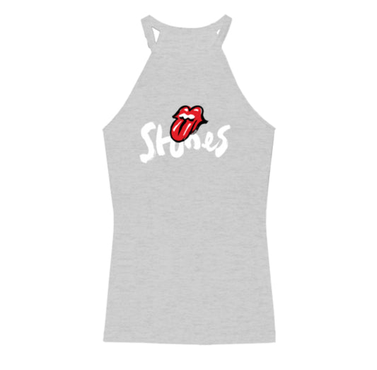 Rolling Stones Brush Stroke Stones Grey Racerfront Tank Top