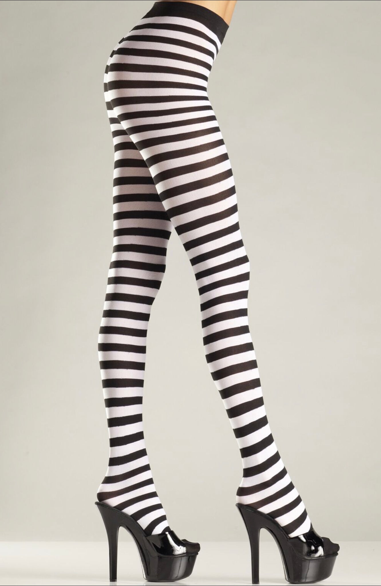 Black/White Striped Pantyhose