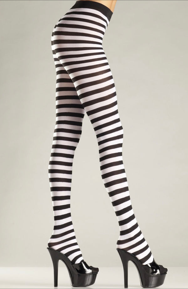 Black/White Striped Pantyhose