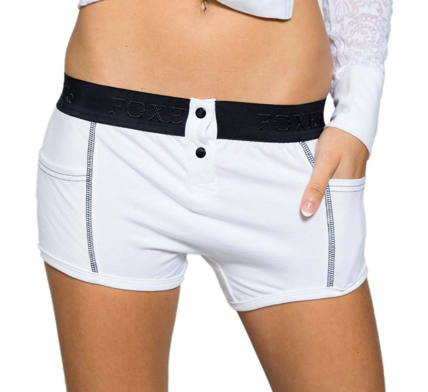 White Tomboy Tuxedo Boxer Briefs