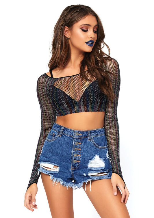 Rainbow Lurex Glitter Crop Top