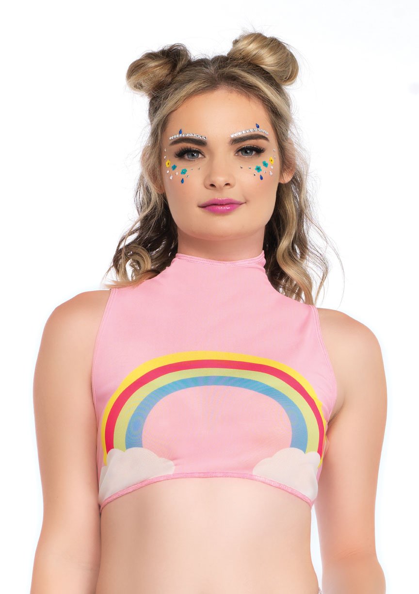 HIGH NEVK CROP TOP RAINBOW