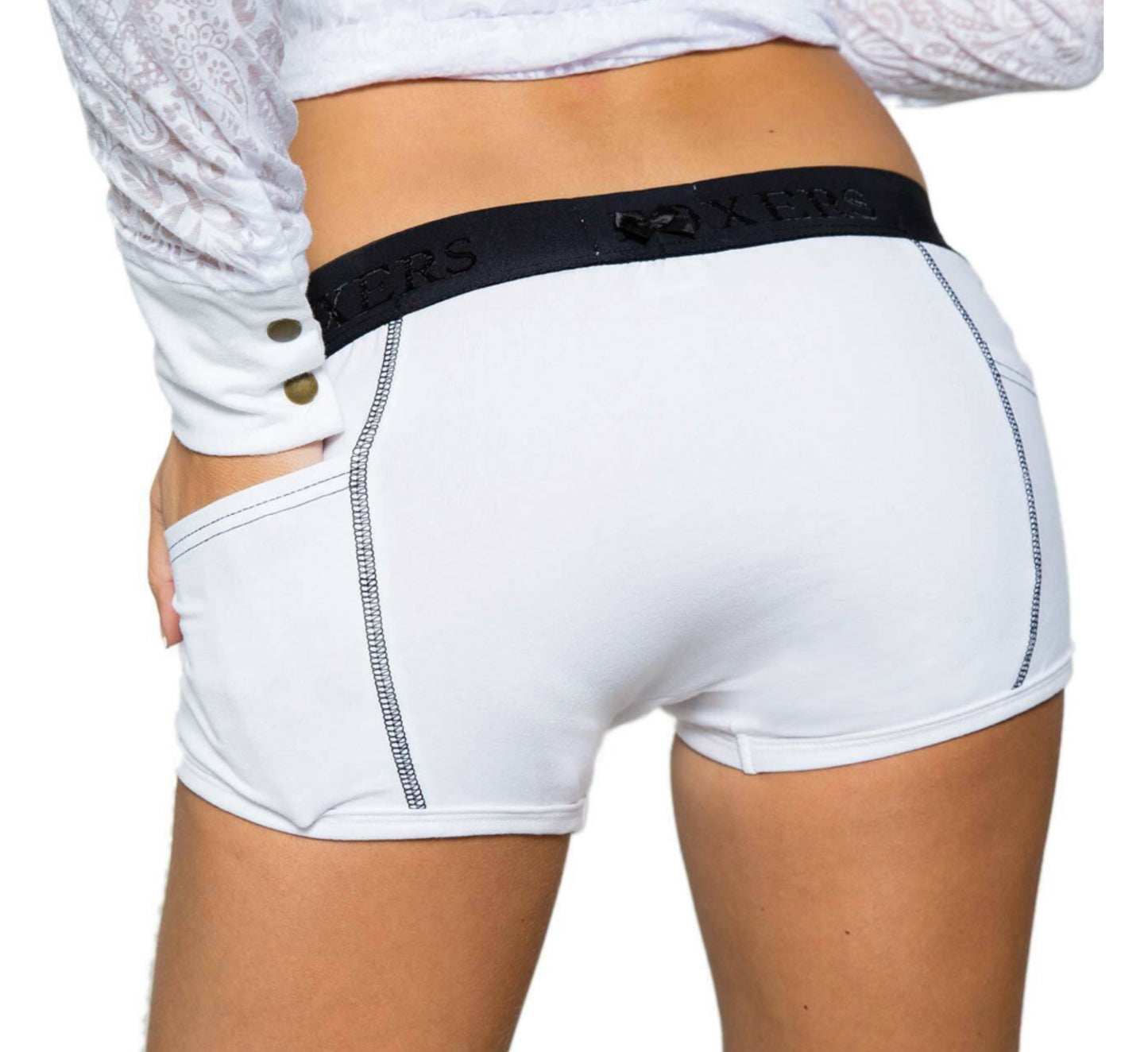 White Tomboy Tuxedo Boxer Briefs