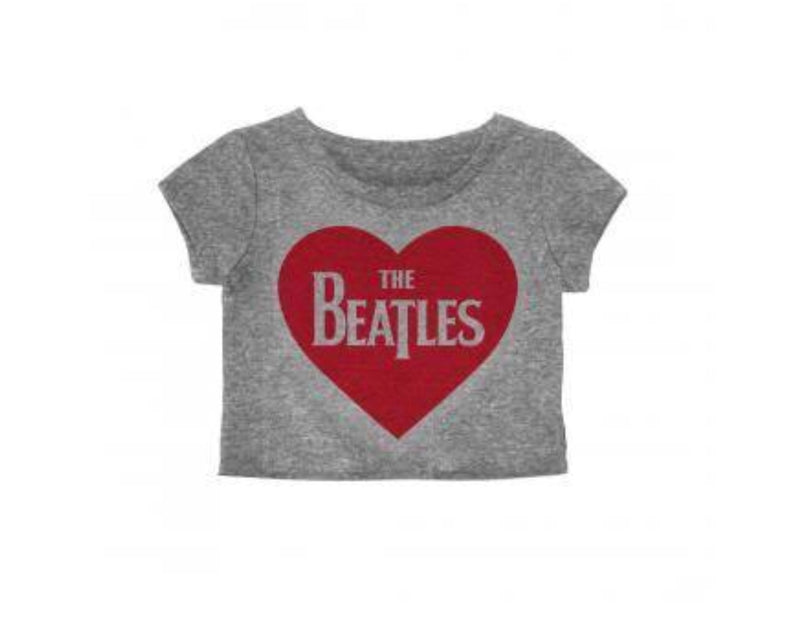 The Beatles Heart Crop Top Juniors Tee