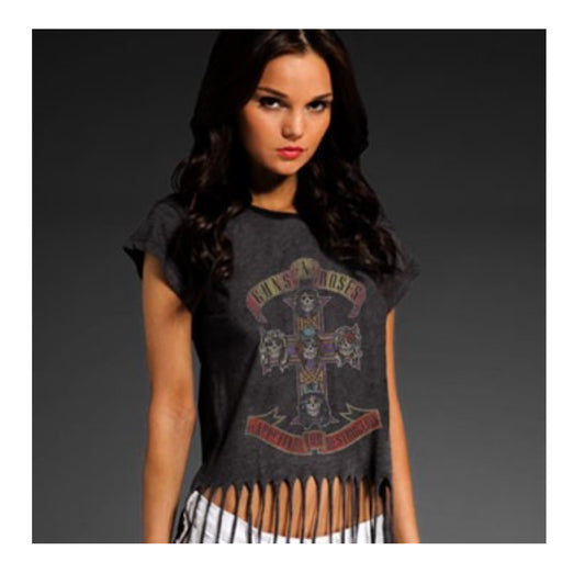 Guns N’ Roses Cross Fringe Top Juniors Fit T-Shirt