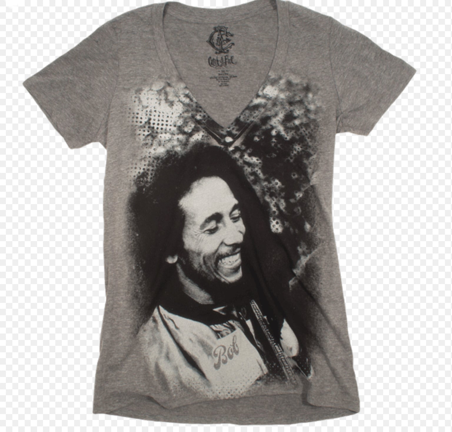 Bob Marley Catch a Fire Smile Burnout V-Neck Tee