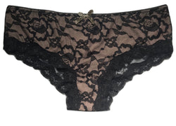 Taupe/Black Bow Lace Panties
