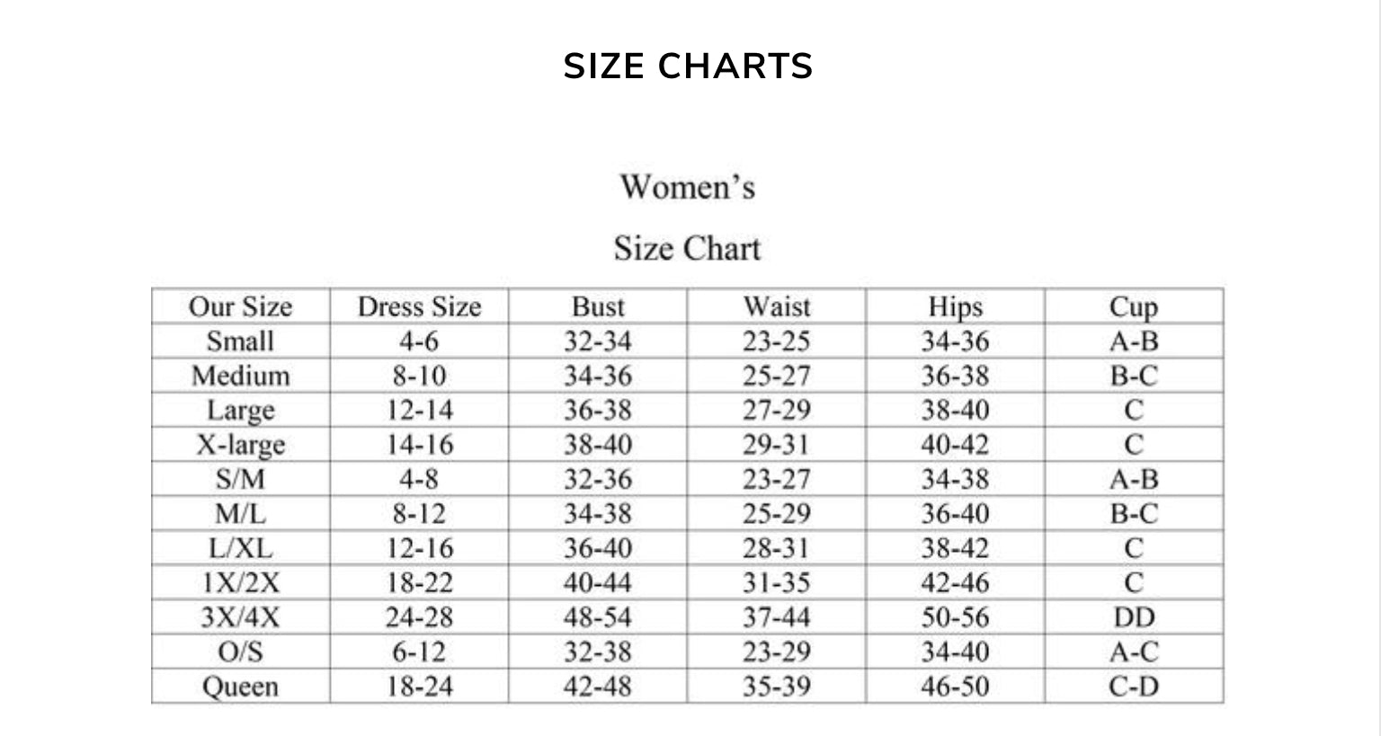 Size Chart